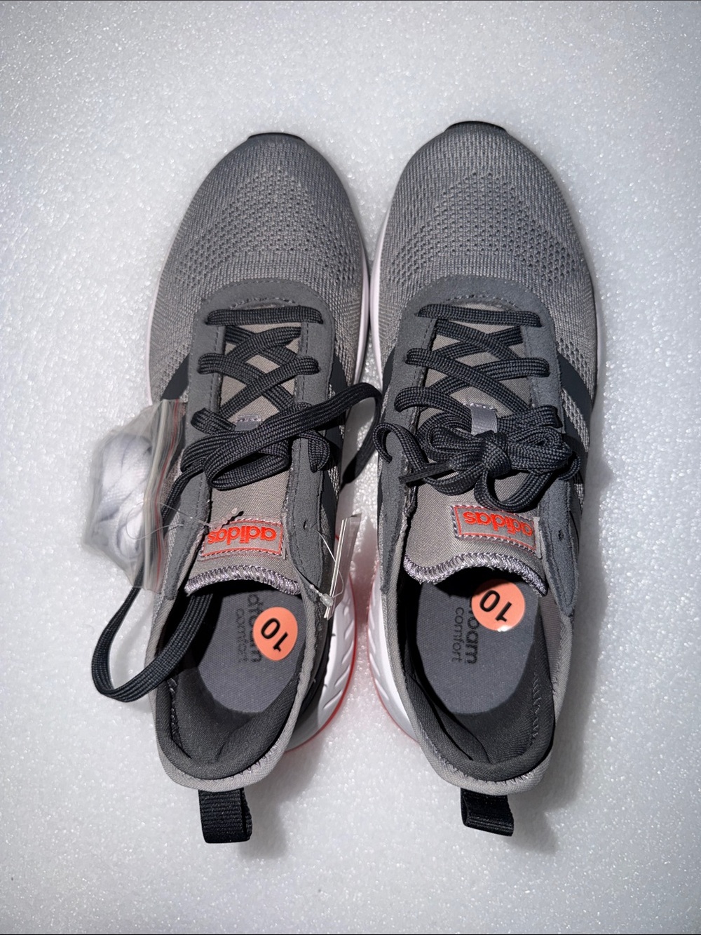 adidas Grey and Black Knit Trainer with Orange Logo